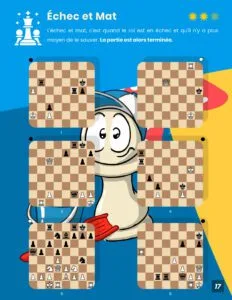 Page du cahier de vacances echecs - exercice eche et mat