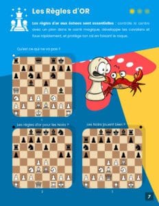 Page du cahier de vacances echecs - les regles d'or