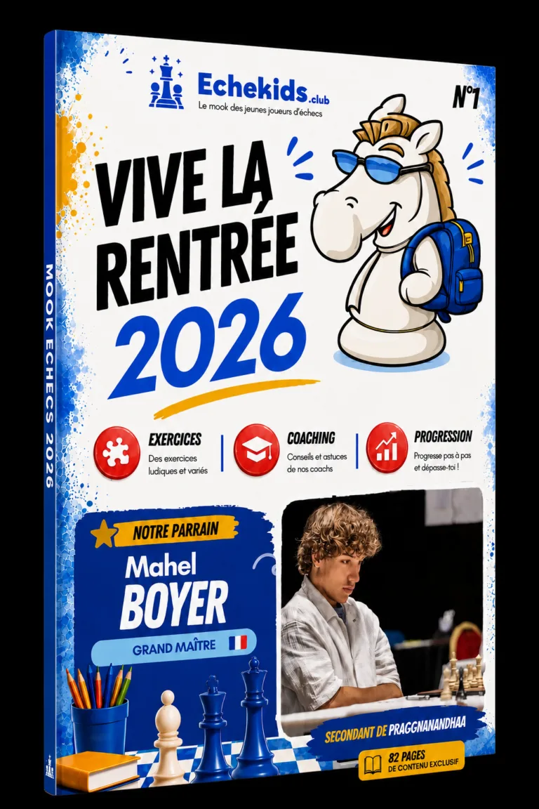 Couverture du Mook Echecs Echekids 2026 - Vive la rentrée 2026 avec le Grand Maître Mahel Boyer