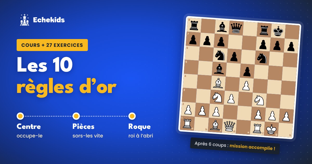 Les 10 règles d’or pour bien commencer une partie d’échecs : centre, développement, roque